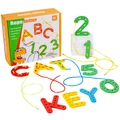 Educational alphabet and number lacing beads set with orange storage box and colorful strings - Alphabet Number Threading Game (Yellow Color Box) (5643348112759)