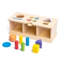 Scatola Montessori in legno per incastri con blocchi geometrici colorati per bimbi - Stile a Tre Griglie