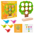 Jeu de logique en bois LITTLE BIRD TREE HOUSE avec oiseaux colorés et cartes de défi - Jouet nichoir pour oiseaux