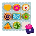 Puzzle in legno per bambini con waffle a cuore, ciambelle e biscotti da abbinare - Tema Biscotti (Sacchetto OPP Base Verde)