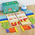 Kreatives Lernspielbrett aus Holz mit Karten und bunten Formensäulen für Kinder - 2 Personen