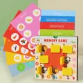 Jeu de mémoire Montessori en bois pour enfants avec cartes thématiques et couvercles jaunes - Jeu de Mémoire (Méthode de Retournement)