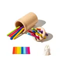 Wooden color sorting cup with 16 colorful sticks and drawstring storage bag - Color Stick Sorting Style
