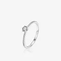 Eleganter S925 Sterlingsilber Ring mit funkelndem runden Zirkonia im Sechs-Krallen-Design - US 5 / Silber