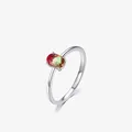 Bague minimaliste en argent sterling S925 avec une gemme ovale dégradée pastèque - Couleur Tourmaline Pastèque