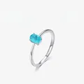 Bague en argent S925 avec tourmaline Paraiba ovale et sertissage classique à quatre griffes - Couleur Tourmaline Verte