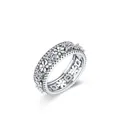 Elegante anello a margherita in argento sterling S925 con brillanti zirconi a diamante - US 5