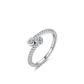 S925 sterling silver interlocking heart ring with sparkling cubic zirconia stones - US 5 / Silver