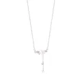 Elegante collar de plata S925 con colgante de flor blanca y circonitas rosa brillantes - Plata 925 / Plateado