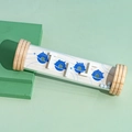 Wooden balance maze tube toy with blue space theme and white rolling beads inside - Space Theme