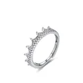 Elegante anello a corona in argento S925 con pavé di scintillanti zirconi - Aperto Regolabile / Argento