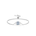 Bracciale occhio di Allah in argento 925 con zirconi blu e catena a scatola - Argento 925 / Argento