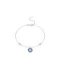 S925 sterling silver evil eye bracelet with blue stones and lobster clasp on white background - 925 Silver / Silver