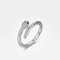 S925 sterling zilveren slangenring met pavé stenen en realistische schubben - Verstelbaar Open / Zilver