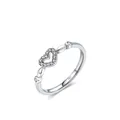 Eleganter s925 Silberring in Herzform mit Pavé-Kristallen und Vintage-Finish - US 5 / Silber