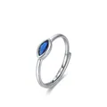 S925 Sterling Silber Ring mit marquise-förmigem blauem Stein im Evil Eye Design - Einstellbar Offen / Blau