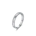 Minimalist S925 sterling silver ring with delicate pave-set diamonds in a 45-degree view - US 5 / Silver