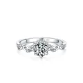 Bague élégante en argent 925 avec halo de fleurs et pierres brillantes au style infini - US 5 / Argenté