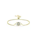 Bracciale occhio del diavolo dorato regolabile con pavé di zirconi blu e bianchi - Argento 925 / Oro