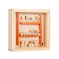 Wooden balance maze toy with orange layers and metal ball for child focus - Off White