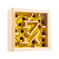Square wooden balance maze toy with 14 levels and metal ball for concentration - Yellow
