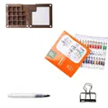 Portable 15-grid walnut palette set with 24 watercolors and magnetic wood box design - 15-Slot Mini Palette (Without Notebook)