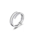 Elegant S925 sterling silver triple-layer wrap ring with minimalist diamond accents - US 5 / Silver