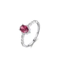 S925 sterling silver ring featuring an oval pink gemstone and white zircon accents - US 5 / Red Jasper Silver