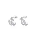 Orecchini a perno a freccia in argento S925 con diamanti pavé dal design geometrico - Argento