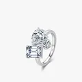 Elegant S925 sterling silver ring with pear, round and emerald cut shimmering diamonds - US 5 / Silver