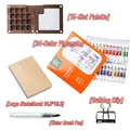 Tavolozza in legno a 15 griglie con set di colori a guazzo 24 colori e taccuino - Mini Tavolozza 15 Scomparti (Taccuino Grande)