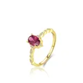 Elegant gold plated S925 silver ring featuring oval ruby gemstone and side diamonds - US 5 / Gold & Red Jasper