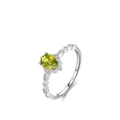 Elegant s925 silver ring featuring an oval yellow-green gemstone and zircon accents - US 5 / Green Stone Silver Color