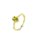 S925 sterling silver ring in 18K gold finish with oval olive green gemstone and diamonds - US 5 / Green Stone Gold Color