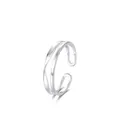 Minimalistische S925 sterling zilveren dubbellaagse open ring met gepolijst golvend design - Verstelbaar (VS-maat 6) / Zilver