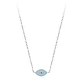 Λεπτομερής λήψη του ασημένιου κολιέ Evil Eye με τιρκουάζ και ζιργκόν λεπτομέρειες - Ασήμι 925 / Κολιέ