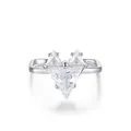 Elegante anillo de plata de ley s925 con diseño moderno de cabeza de zorro y gemas de lujo - Abierto Ajustable / Plateado