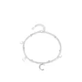 Pulsera de doble capa de plata de ley S925 con colgantes de estrella y luna - Plata 925 / Plateado