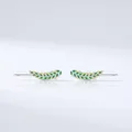 Handcrafted S925 sterling silver leaf earrings with gradient green enamel finish - Green / 925 Silver