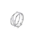 Anello minimalista in argento sterling S925 a più strati con linee geometriche da donna - Taglia US 5.75 / Argento