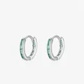 Orecchini a cerchio minimalisti in argento S925 con zirconi verdi a taglio smeraldo - Argento 925 / Verde