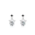 Orecchini a stella in argento S925 con smalto nero e inserto in zircone scintillante - Argento 925 / Argento