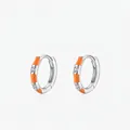 S925 sterling zilveren oorringen met oranje emaille en zirkonia stenen voor dames - 925 zilver / Oranje