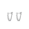 S925 sterling silver chain stud earrings with Cuban link U-shape and polished finish - 925 Silver / Silver