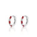 S925 Sterlingsilber Creolen mit roter Emaille und funkelnden Zirkoniasteinen - 925er Silber / Rosarot
