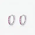 Élégantes créoles en argent sterling S925 avec zircons roses à coupe baguette - Rose