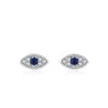 Elegante s925 zilveren Evil Eye oorknopjes met blauwe saffier en witte zirkonia steentjes - 925 zilver / Zilver