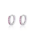Minimalistische S925 Sterling Silber Huggies mit rechteckigen rosa Zirkonia Steinen - Rosa