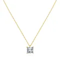 Elegant gold S925 sterling silver necklace with a square cubic zirconia pendant - 925 Silver / Gold