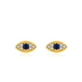 Gouden s925 zilveren evil eye oorknopjes met blauwe edelsteen en kristallen - 925 zilver / Goud